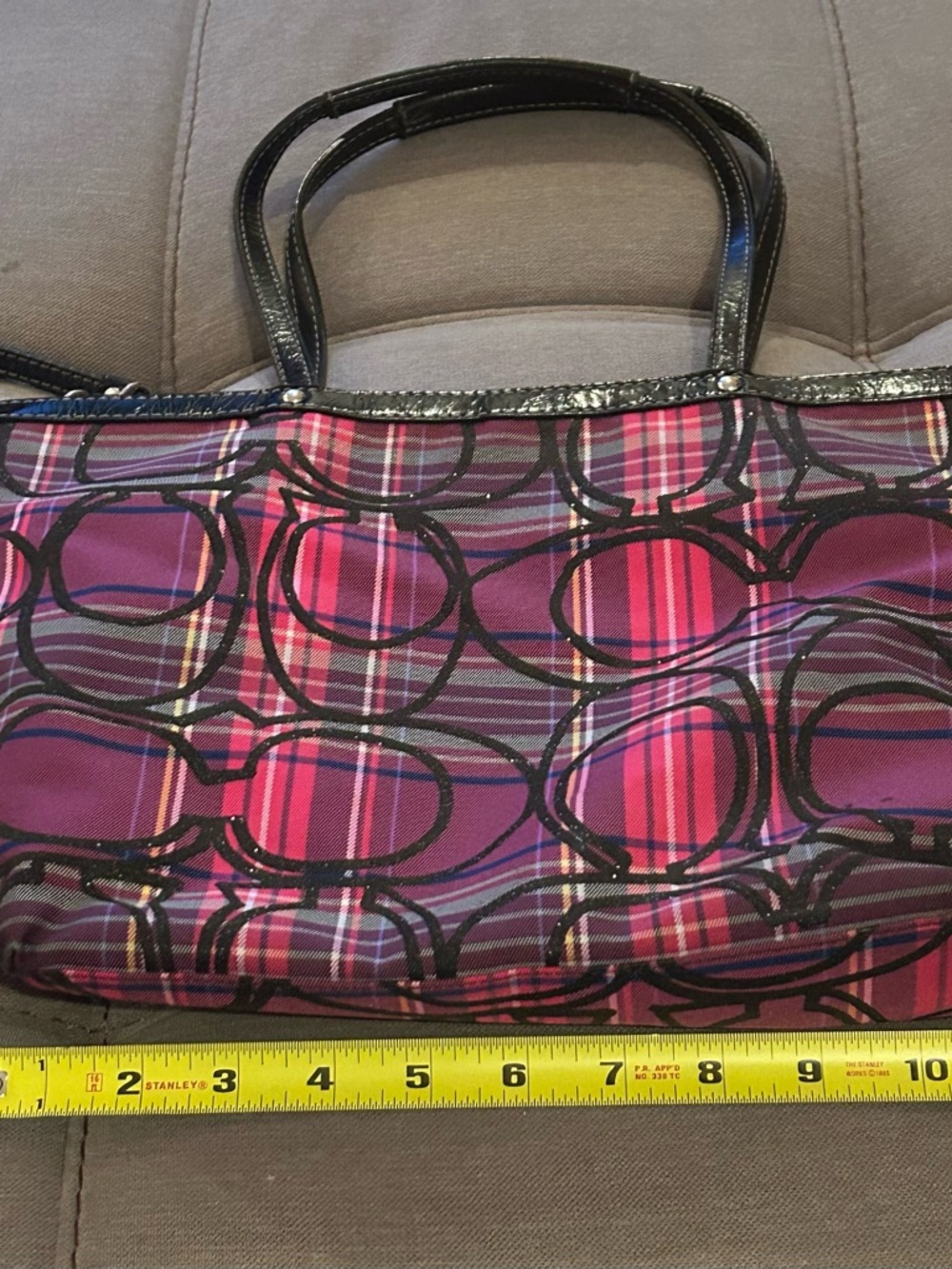 Coach Pink Plaid Signature Tote with Black Trim and Wristlet. Selling as a set! - Picture 2 of 6